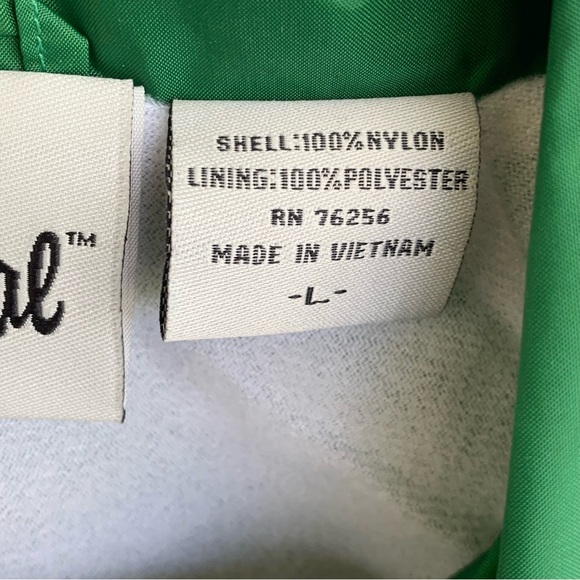 Vintage 80s 90s Nylon Snap Button Windbreaker Jacket Green Size L New Old Stock - Picture 4 of 7